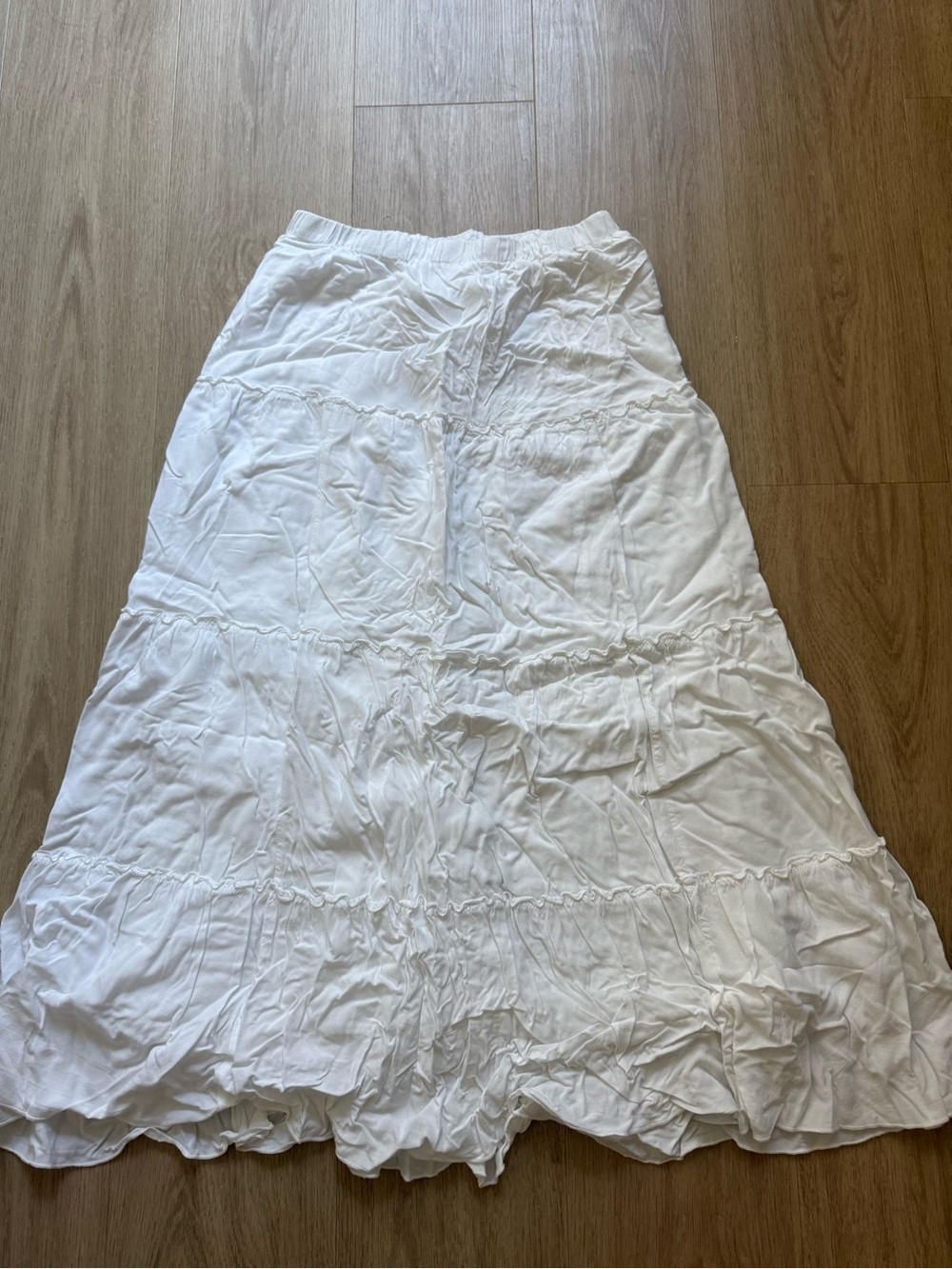 Brandy Melville White Tiered Maxi Skirt